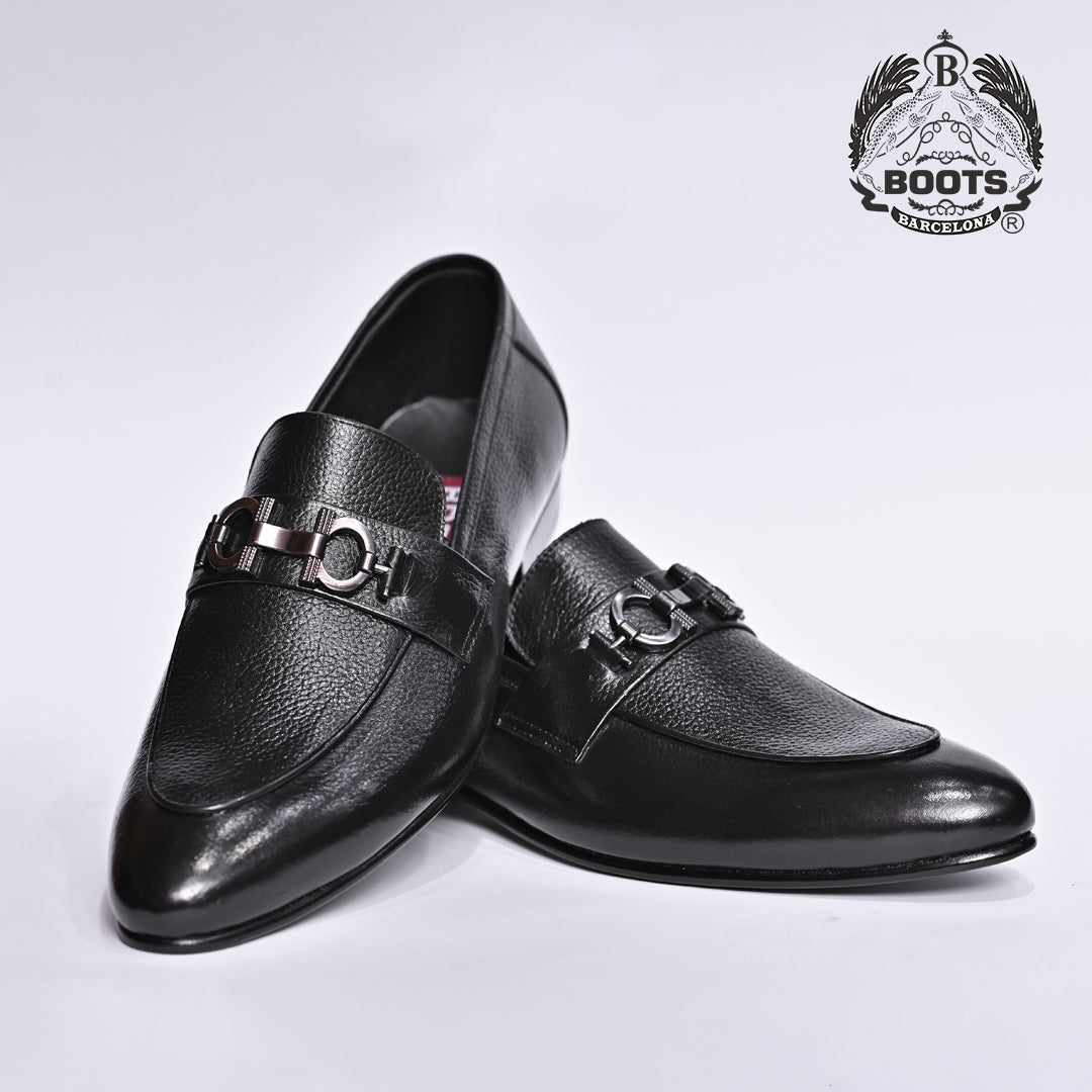 Boots Barcelona Luxury Leather Black Loafers for Men – Formal Slip-On Shoes