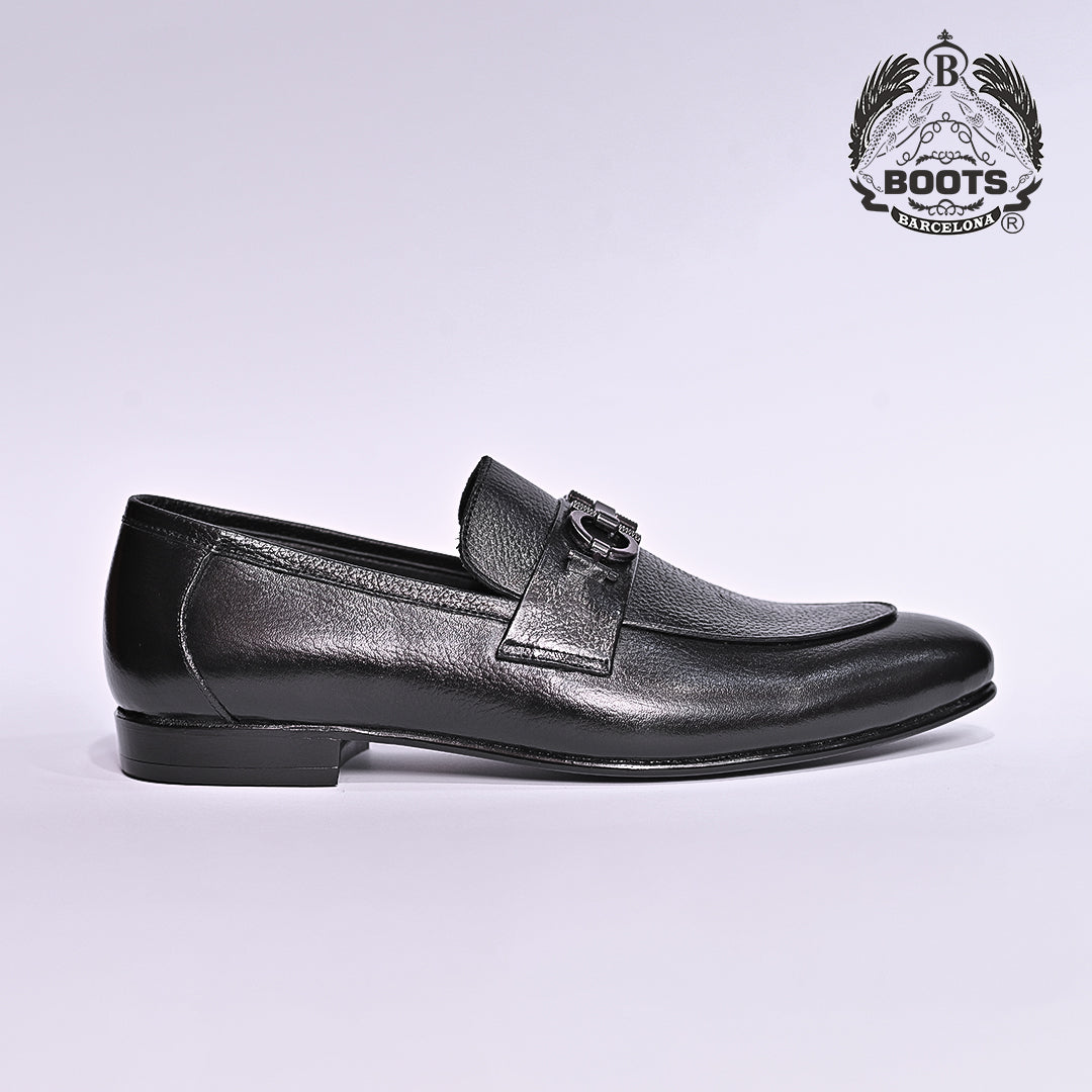 Boots Barcelona Luxury Leather Black Loafers for Men – Formal Slip-On Shoes